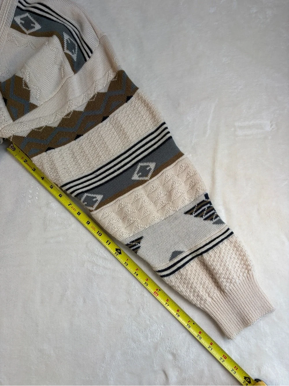 Vintage Great Boss Geometric Knit Cardigan Sweater Mens Large XL